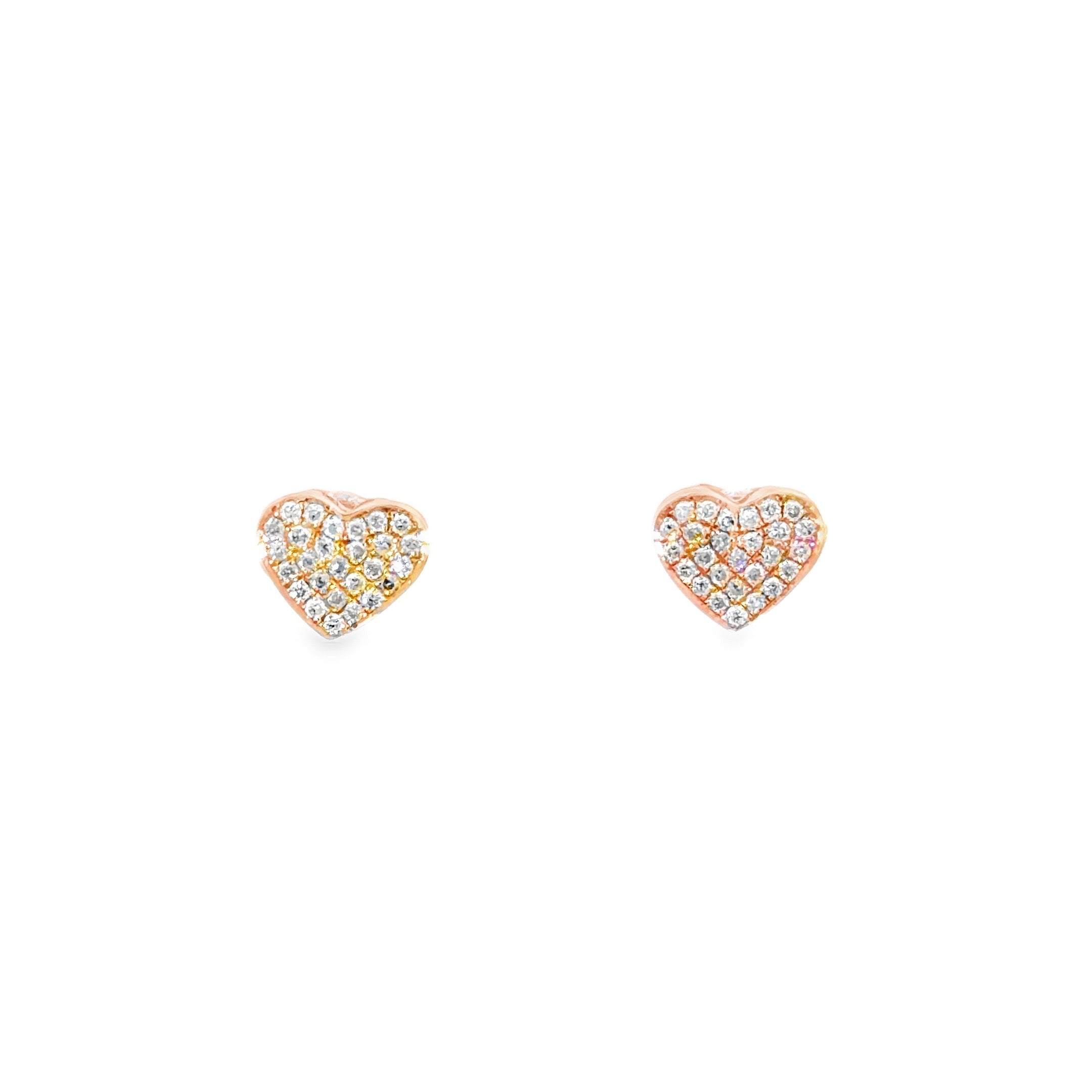 Pavé Heart Diamond Studs · 18K Rose Gold