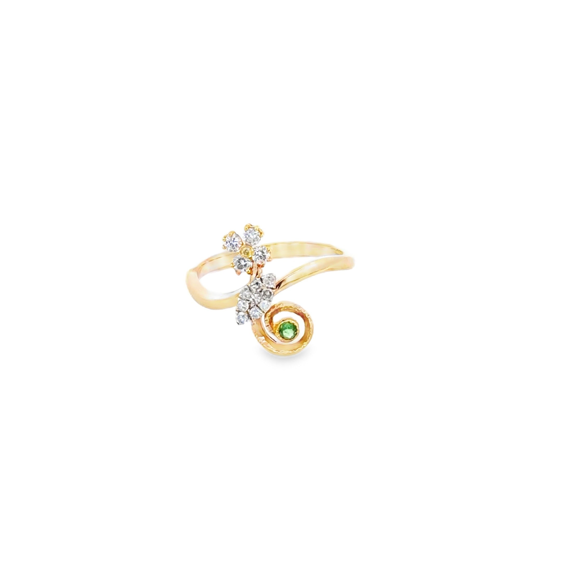 Green Garnet Spiral Cocktail Ring · 18K Yellow Gold