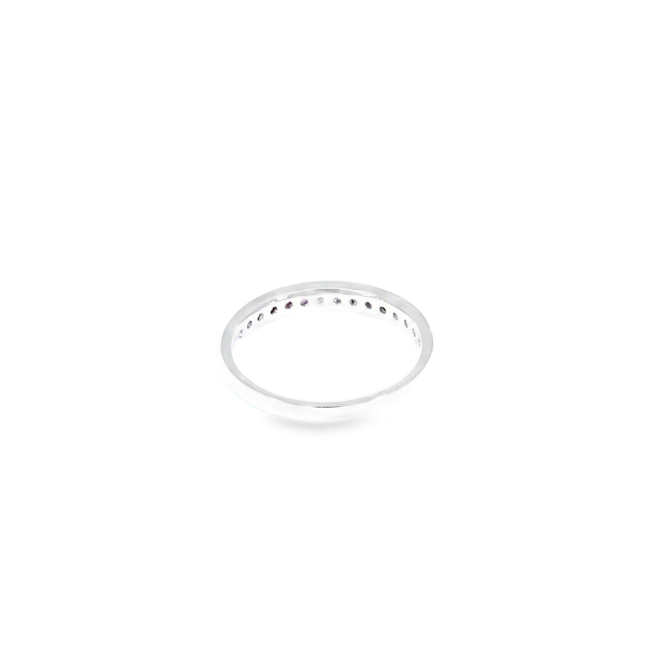 Purplish-Red Ruby Eternity Ring · 18K White Gold · Size 13