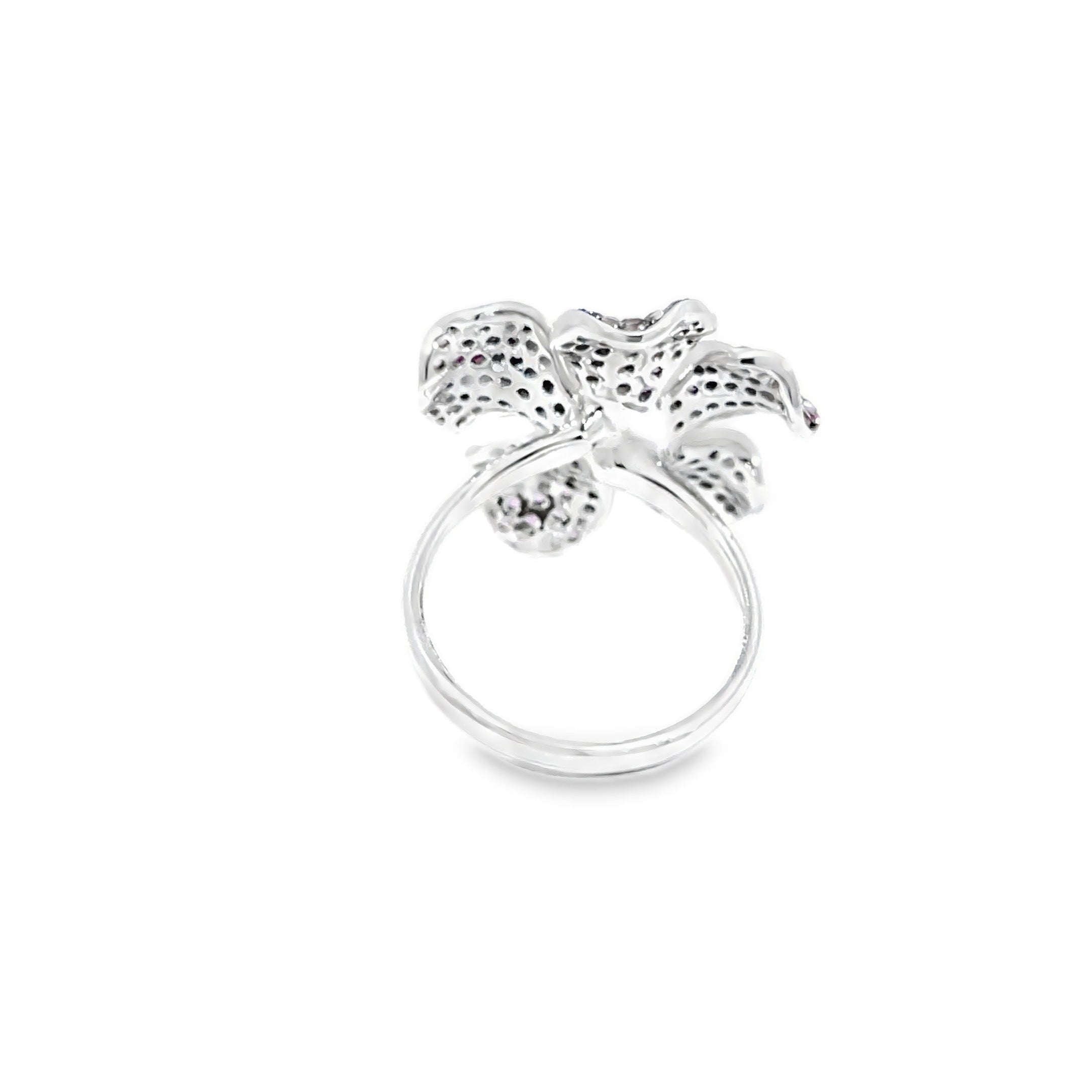 Tanzanite & Pink Sapphire Floral Cocktail Ring · 18K White Gold
