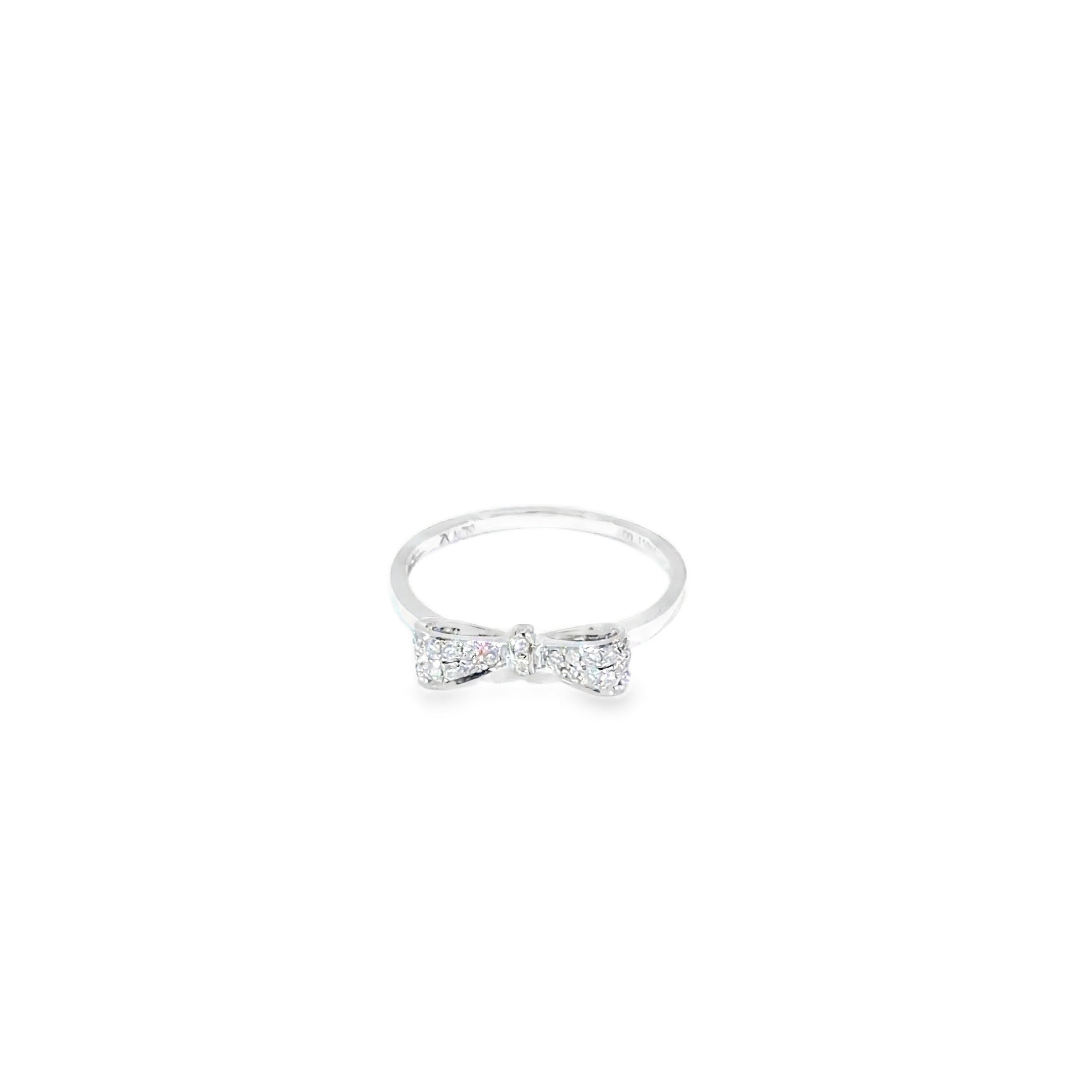 Diamond Pavé Bow Ring · 18K White Gold