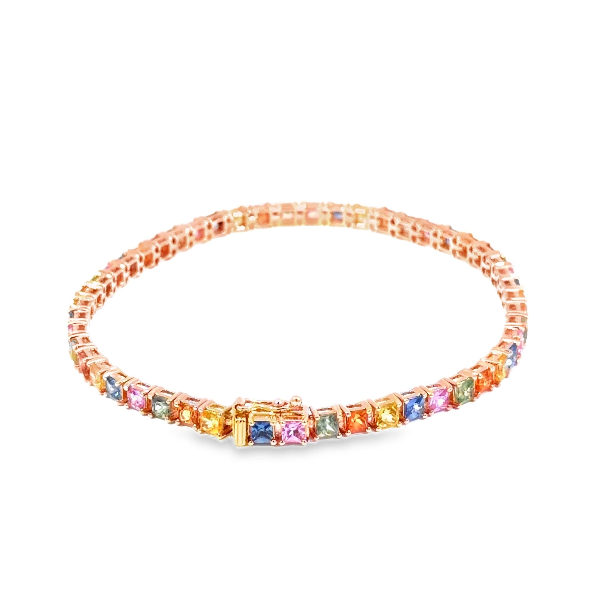 Multi-Colour Sapphire Tennis Bracelet · 18K Rose Gold