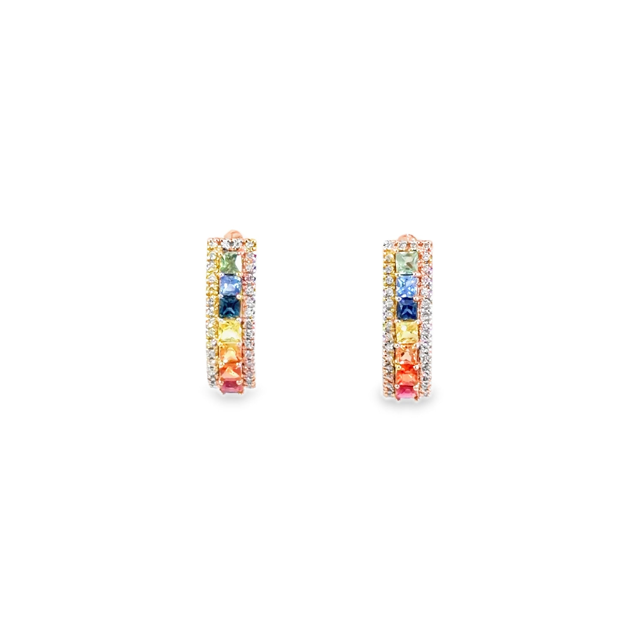 Multi-Colour Sapphire Hoop Earrings · 18K Rose Gold