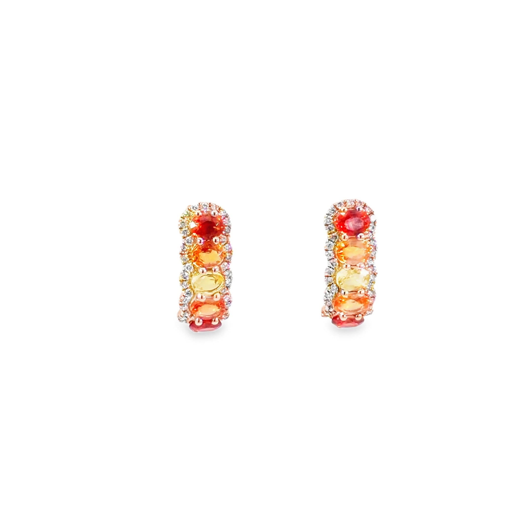Mandarin Orange Sapphire Hoop Earrings · 18K White Gold