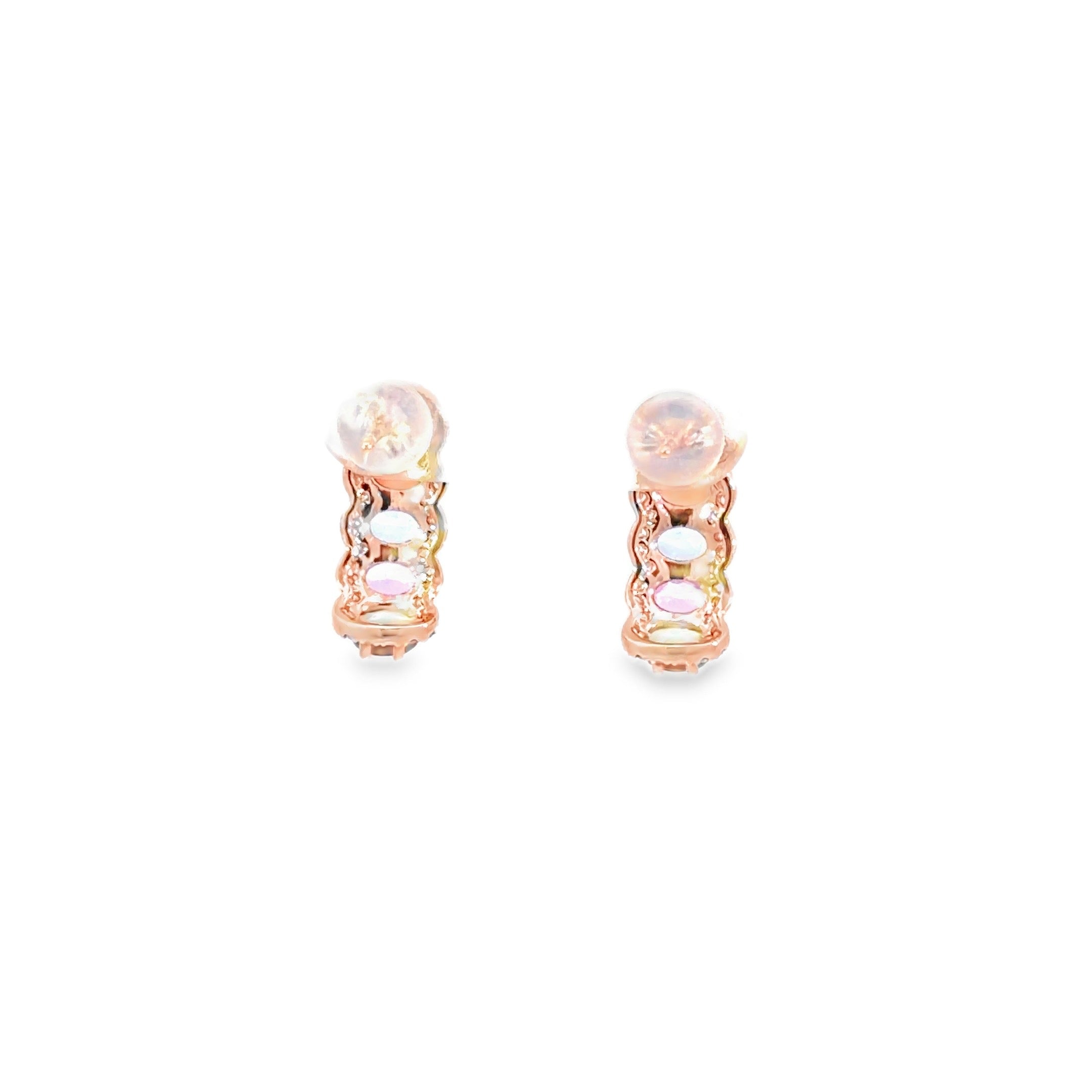 Multi-Colour Sapphire Halo Cluster Earrings · 18K Rose Gold
