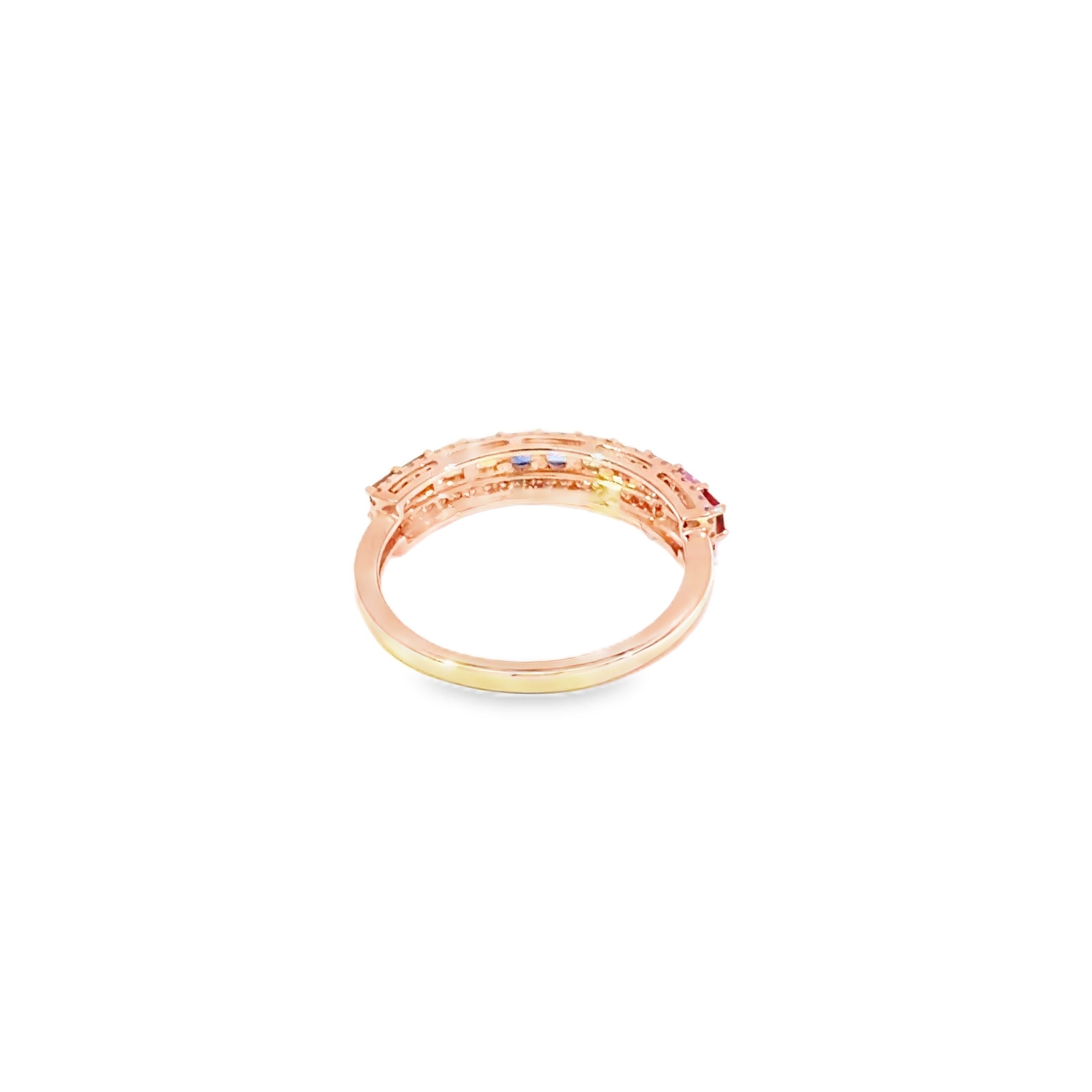 Rainbow Sapphire Multi-Stone Ring · 18K Rose Gold