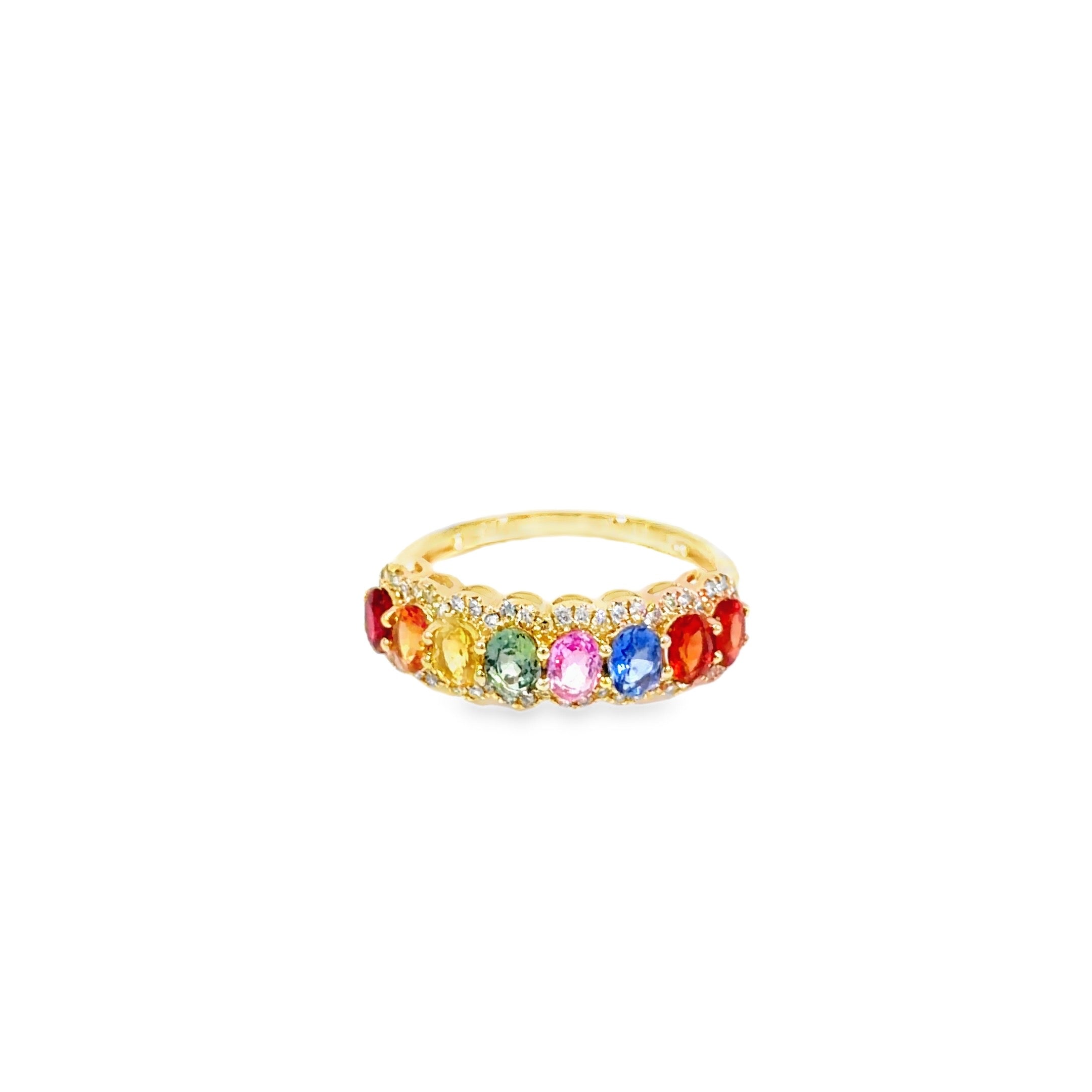 Rainbow Sapphire Multi-Stone Ring · 18K Yellow Gold