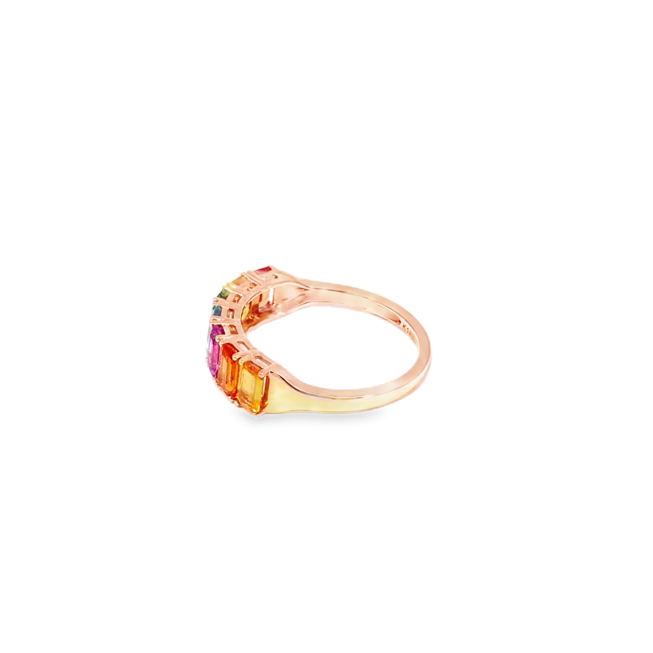 Multi-Colour Sapphire Rainbow Ring · 18K Rose Gold
