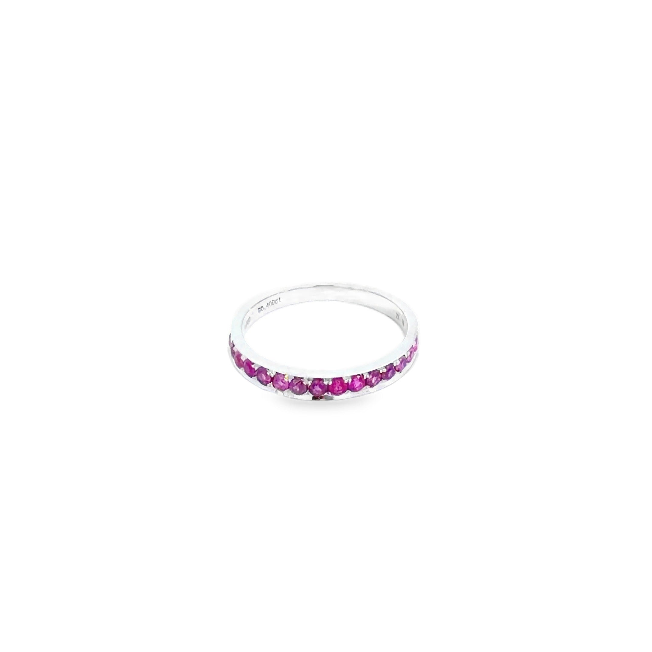 Red Ruby Eternity Ring · 18K White Gold