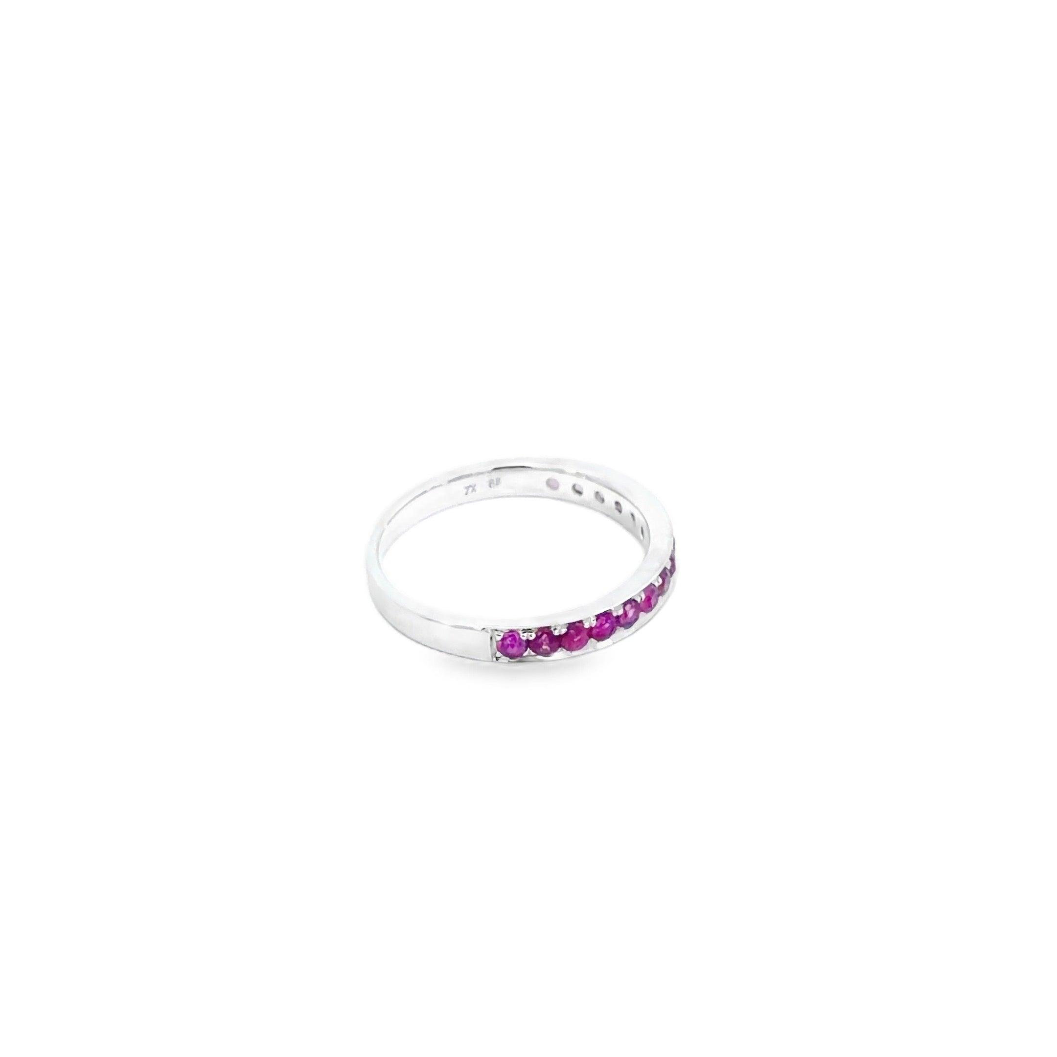 Red Ruby Eternity Ring · 18K White Gold