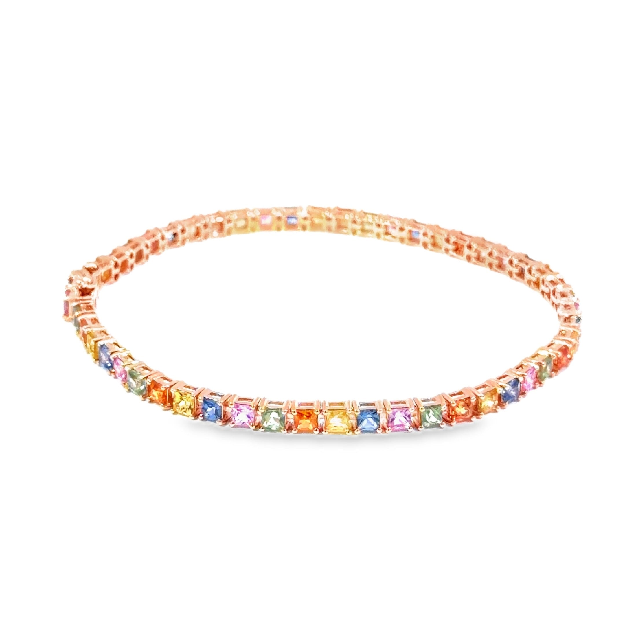 Multi-Colour Sapphire Tennis Bracelet · 18K Rose Gold
