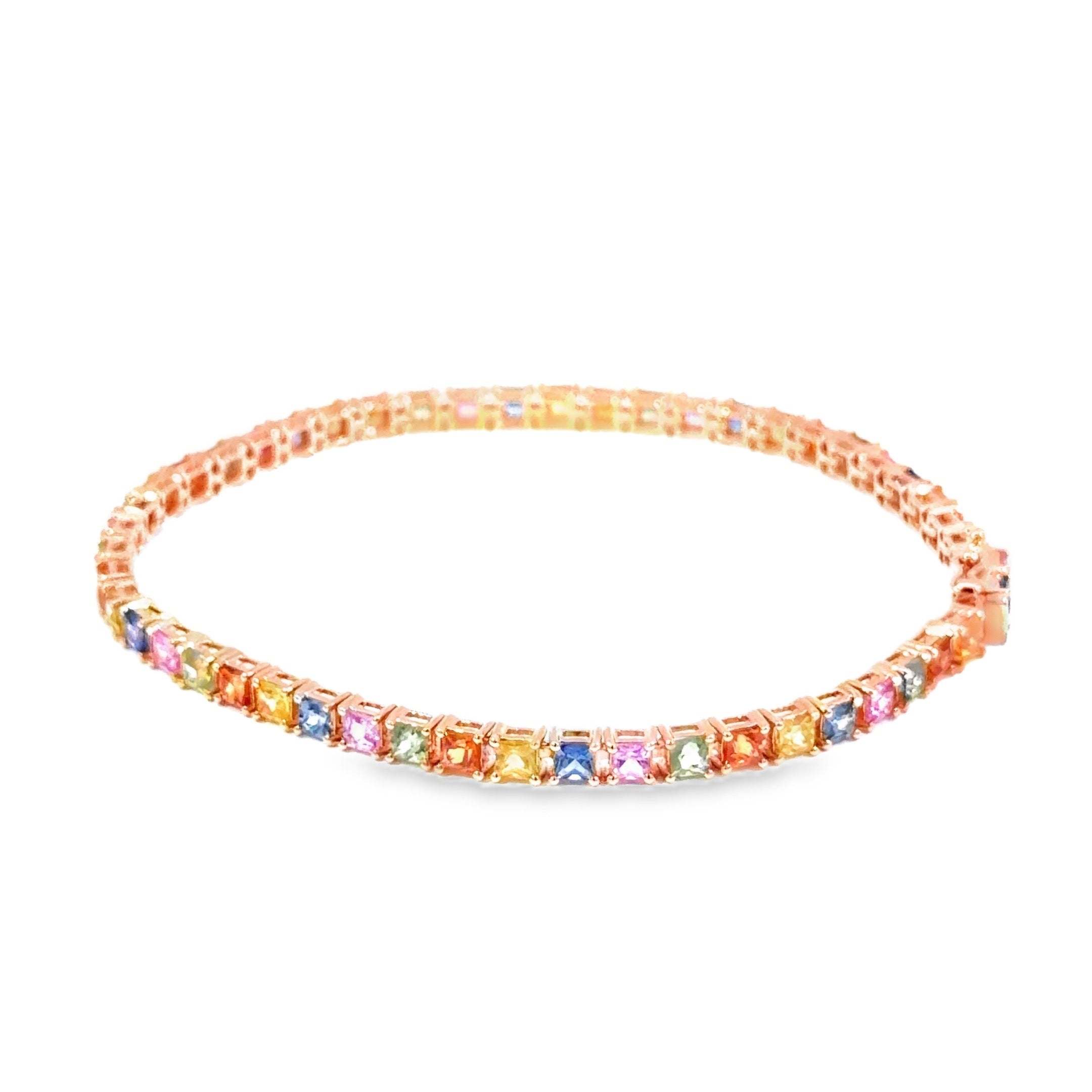 Multi-Colour Sapphire Tennis Bracelet · 18K Rose Gold