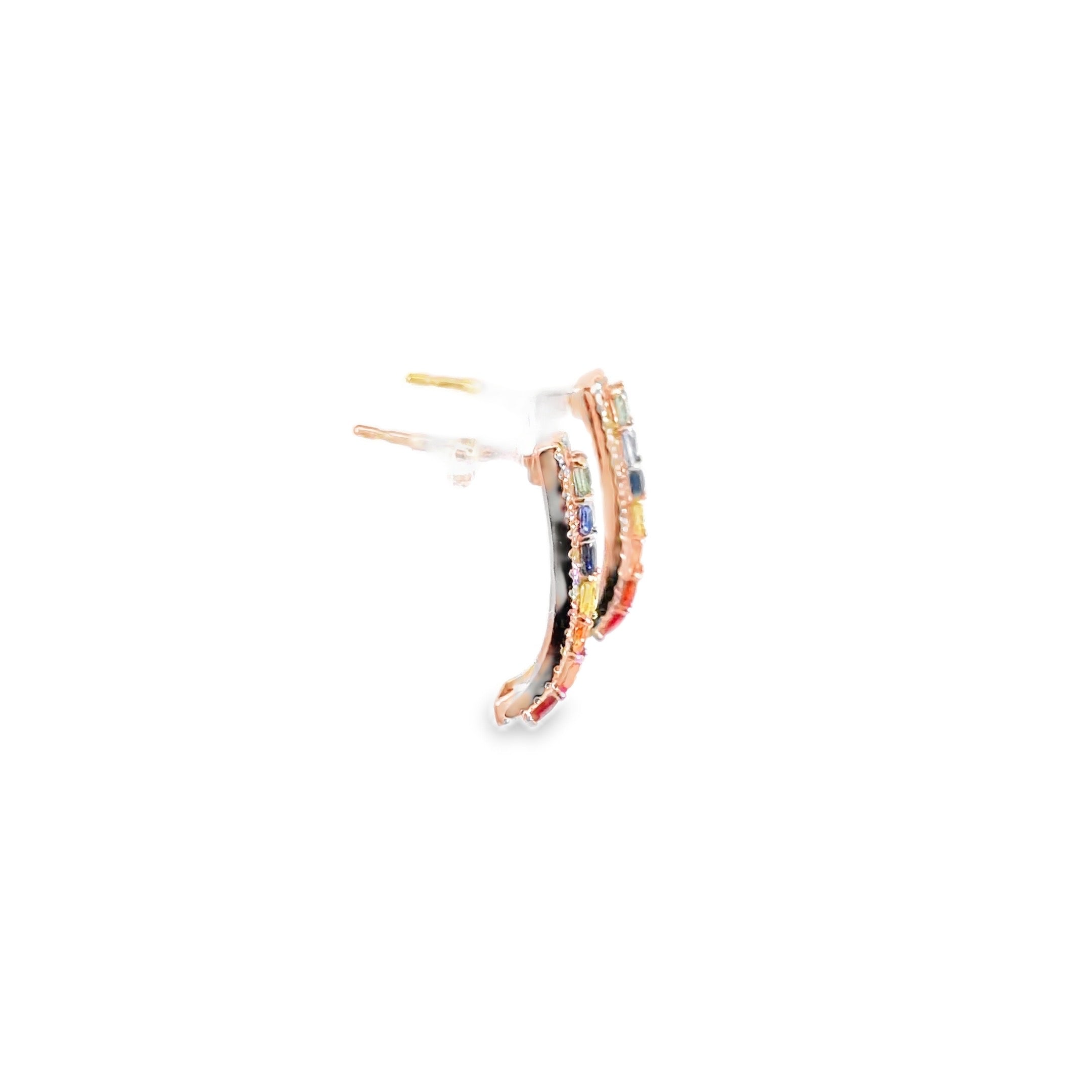 Multi-Colour Sapphire Hoop Earrings · 18K Rose Gold