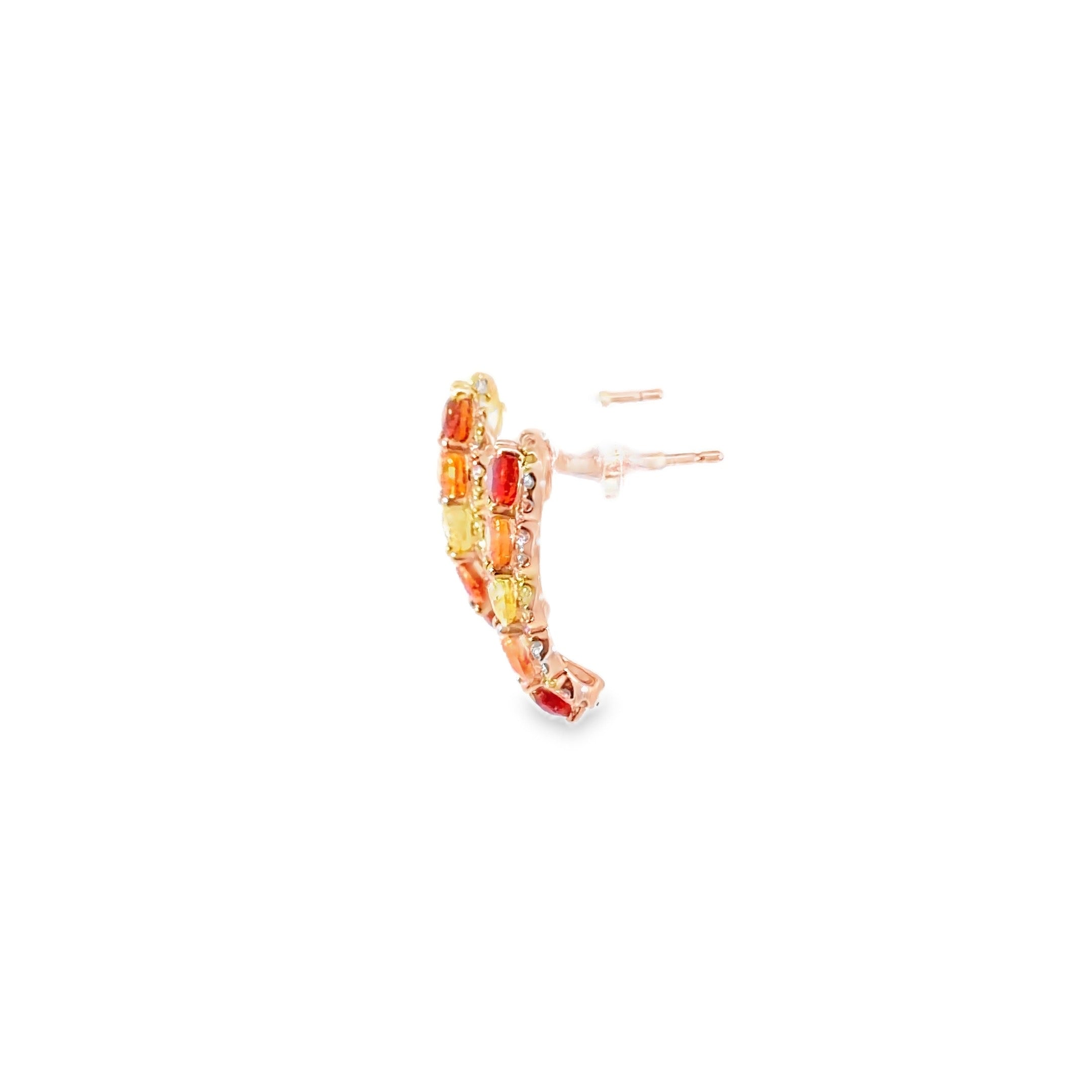 Mandarin Orange Sapphire Hoop Earrings · 18K White Gold