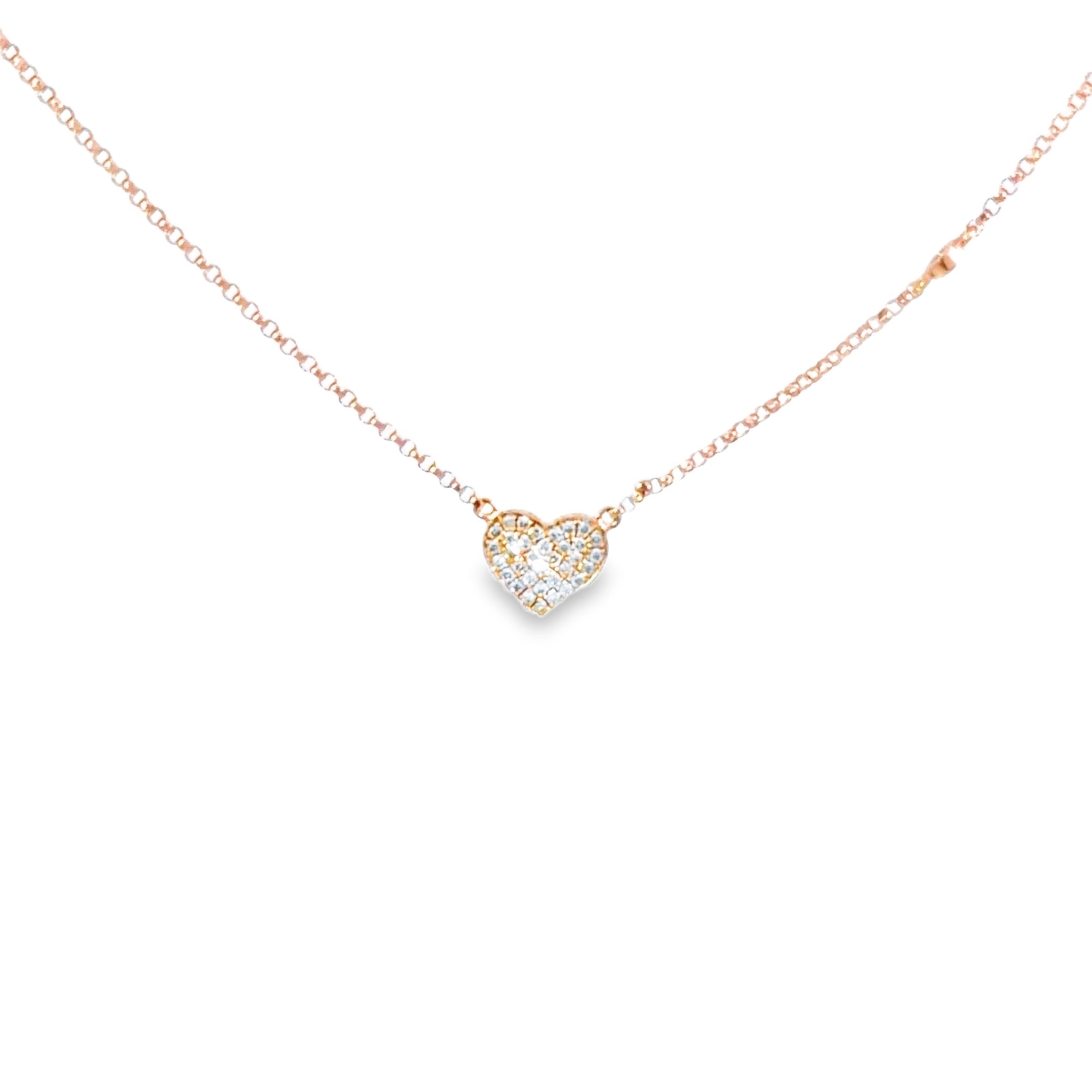 Diamond Pavé Heart Necklace · 18K Rose Gold