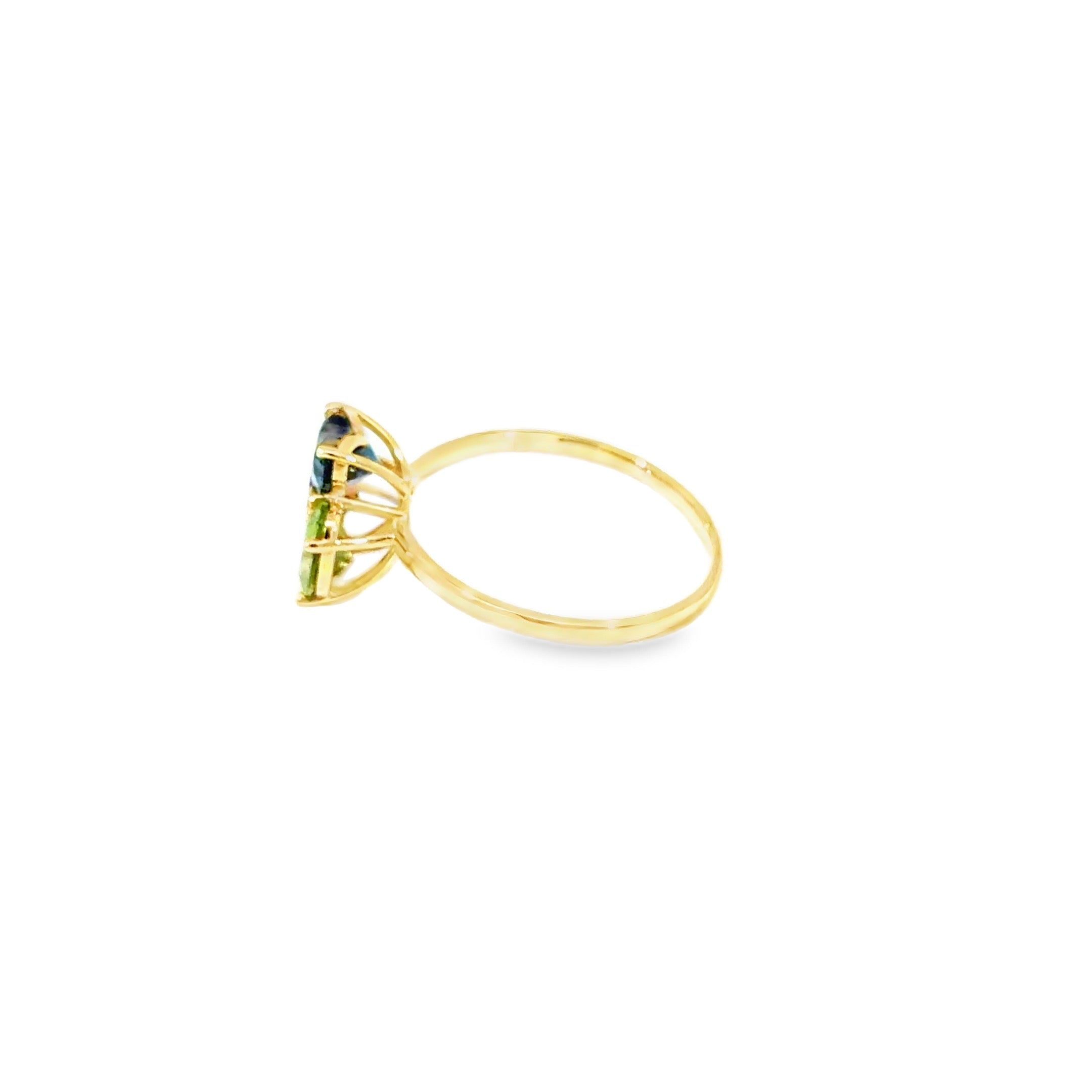 Topaz, Garnet & Peridot Cluster Ring · 18K Yellow Gold