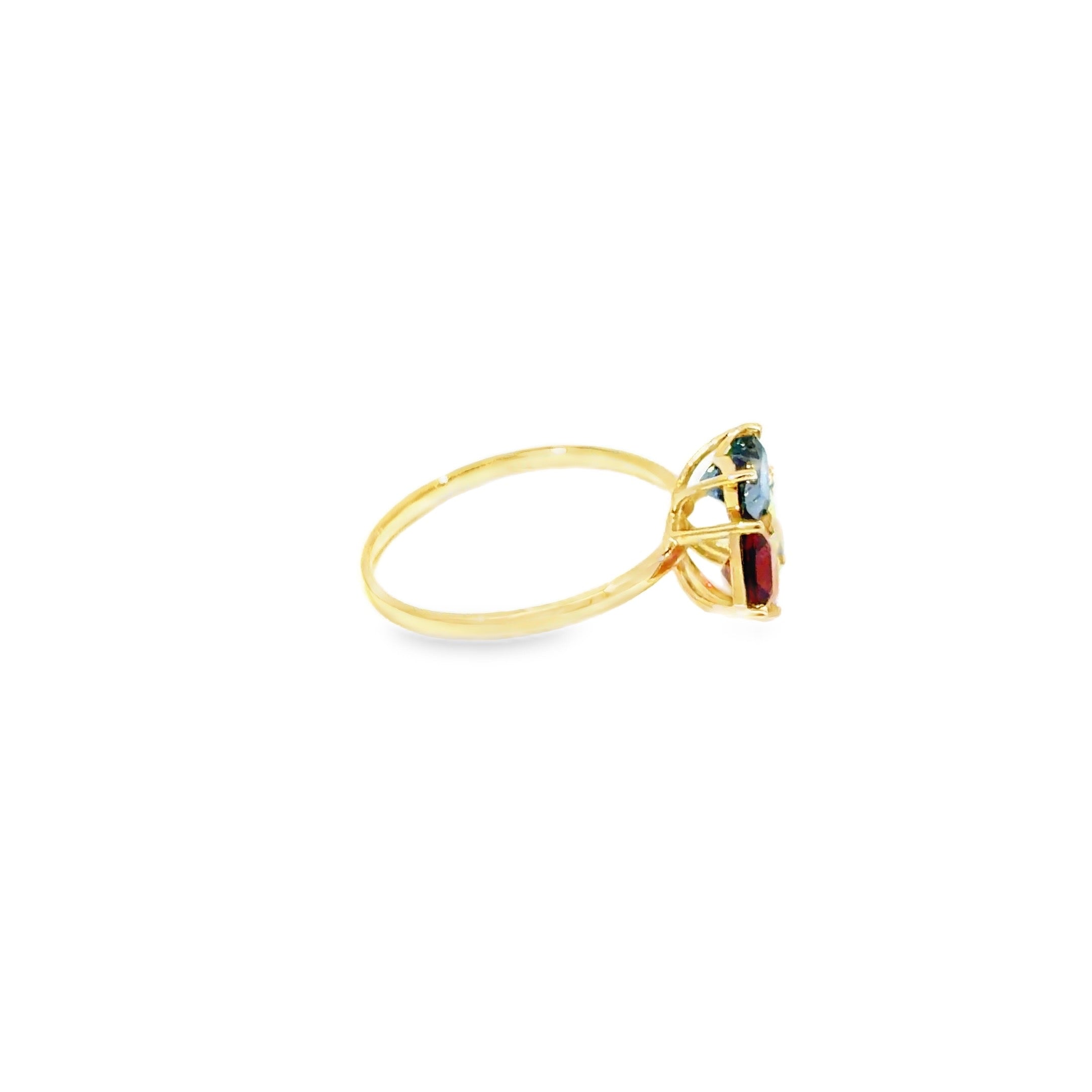 Topaz, Garnet & Peridot Cluster Ring · 18K Yellow Gold