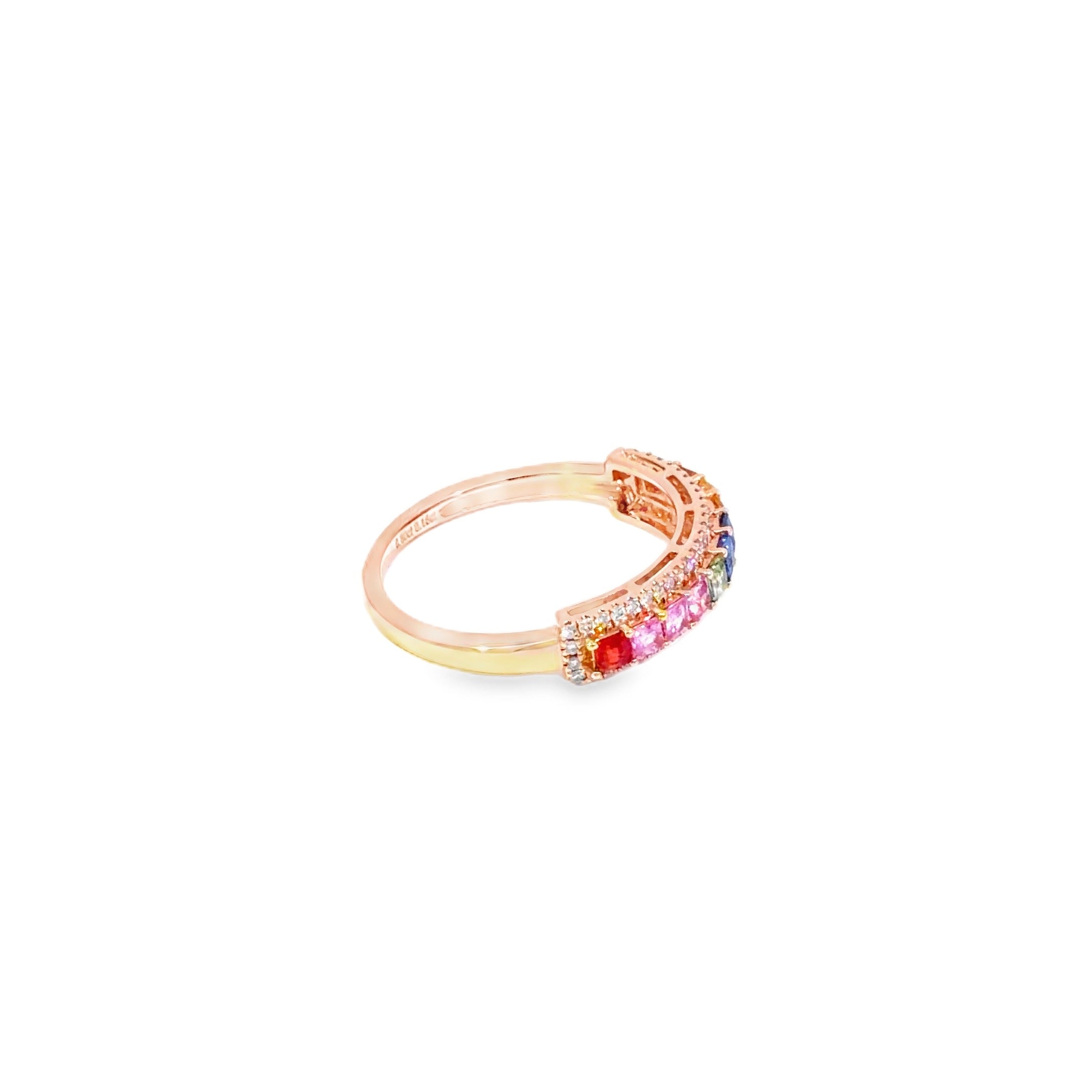 Rainbow Sapphire Multi-Stone Ring · 18K Rose Gold