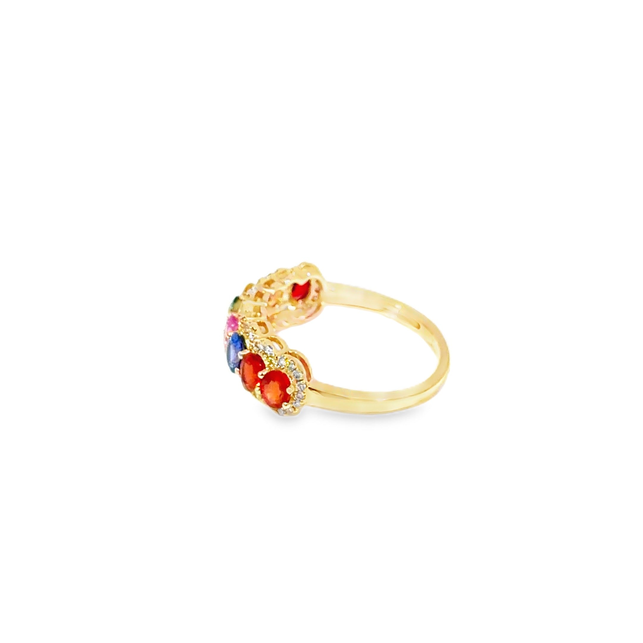 Rainbow Sapphire Multi-Stone Ring · 18K Yellow Gold