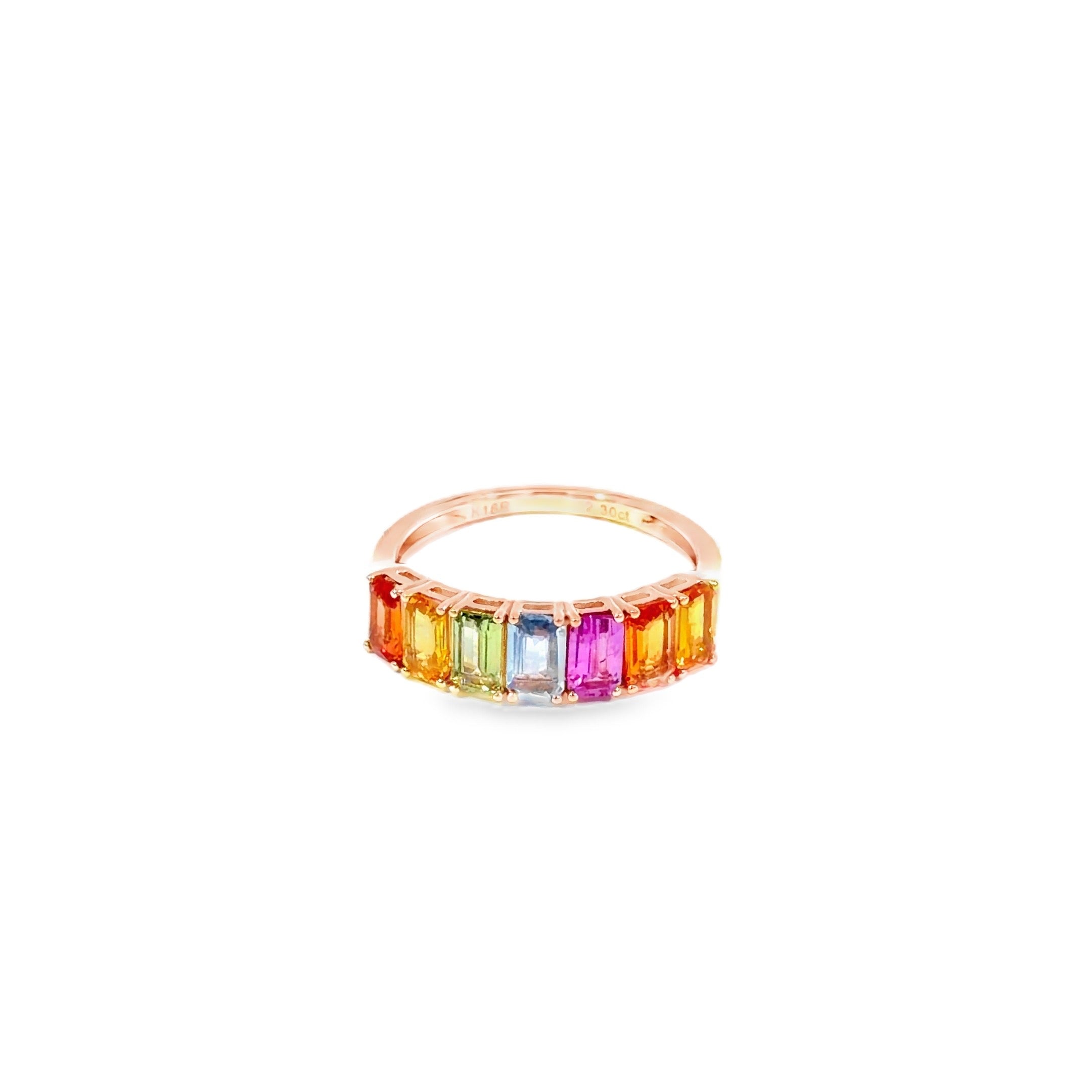 Multi-Colour Sapphire Rainbow Ring · 18K Rose Gold
